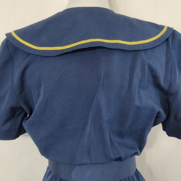 Vintage 80s JSJ Petites Women's Navy Blue Sailor Romper Nautical Size 8 - Picture 6 of 9